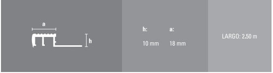 Varilla de Terminación - Protector de Escalón (con tira de PVC) - 10 x 18 mm - Negro