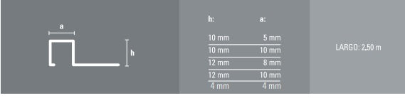 Varilla de Terminación - Guarda-canto - Cromo Mate - Aluminio - 10 mm x 10 mm