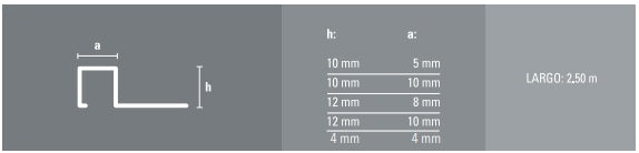 Varilla de Terminación - Guarda-canto Quadra - Aluminio - 12 x 10 mm